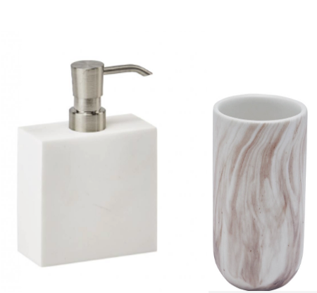 DECO CR ACC SALLE DE BAIN SET 2PCES AQUA BLANC PARME