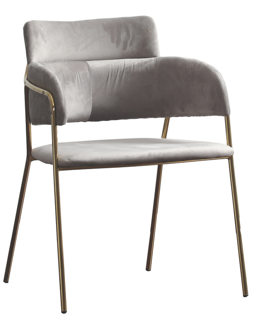 DECO 537030 CHAISE TABOURET ANTY GRIS PIED MET DORE 50x60x80cm