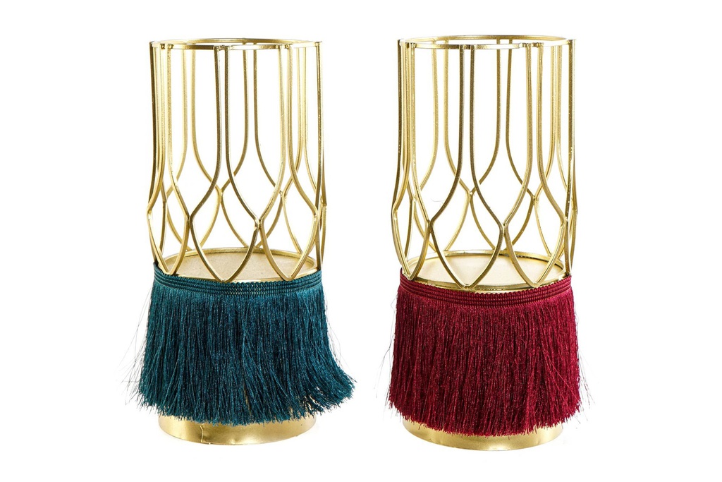DECO LD-163998 BOUGEOIR MÉTAL 11,5X11,5X26 FLECOS 2 MOD.