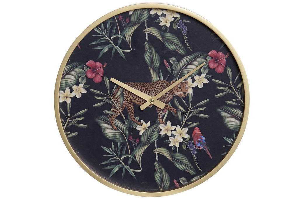 DECO LD-164245 HORLOGE MDF 30X3,5X30 LEOPARD MULTICOLORE