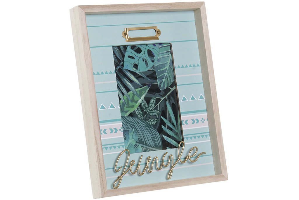 DECO LD-165322 CADRE PHOTO BOIS METAL 10X15 19X2.5X24 VERT MENTHE