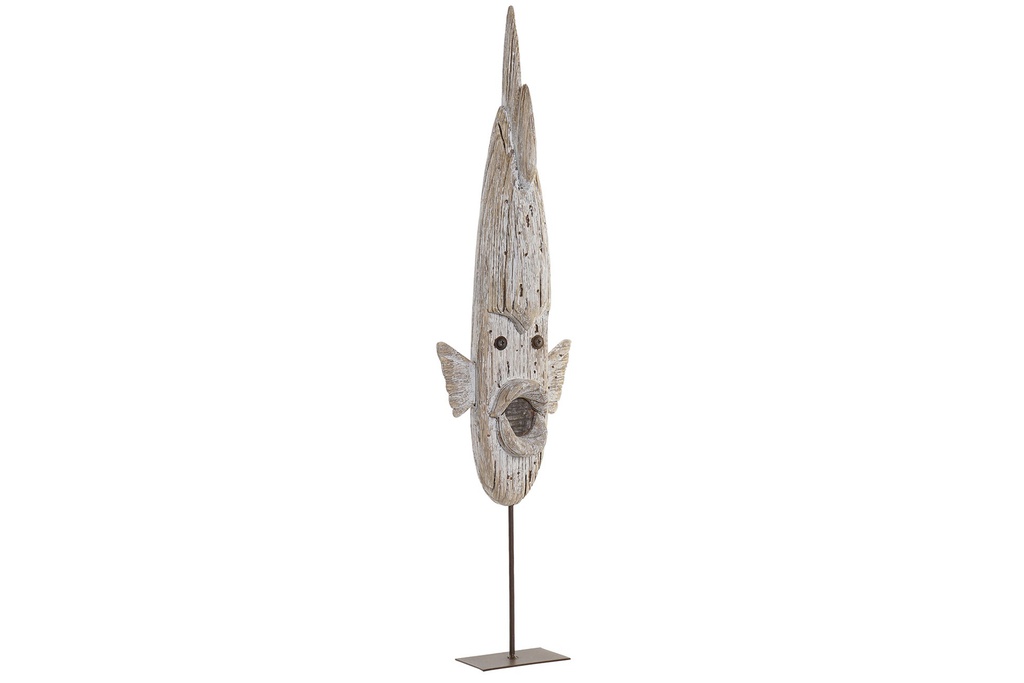 DECO LM-172564 DÉCORATION PAULOWNIA METAL 15X7X64 POISSON VIEILLI