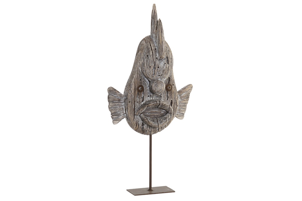 DECO LM-172565 DÉCORATION PAULOWNIA METAL 18X4X35 POISSON VIEILLI