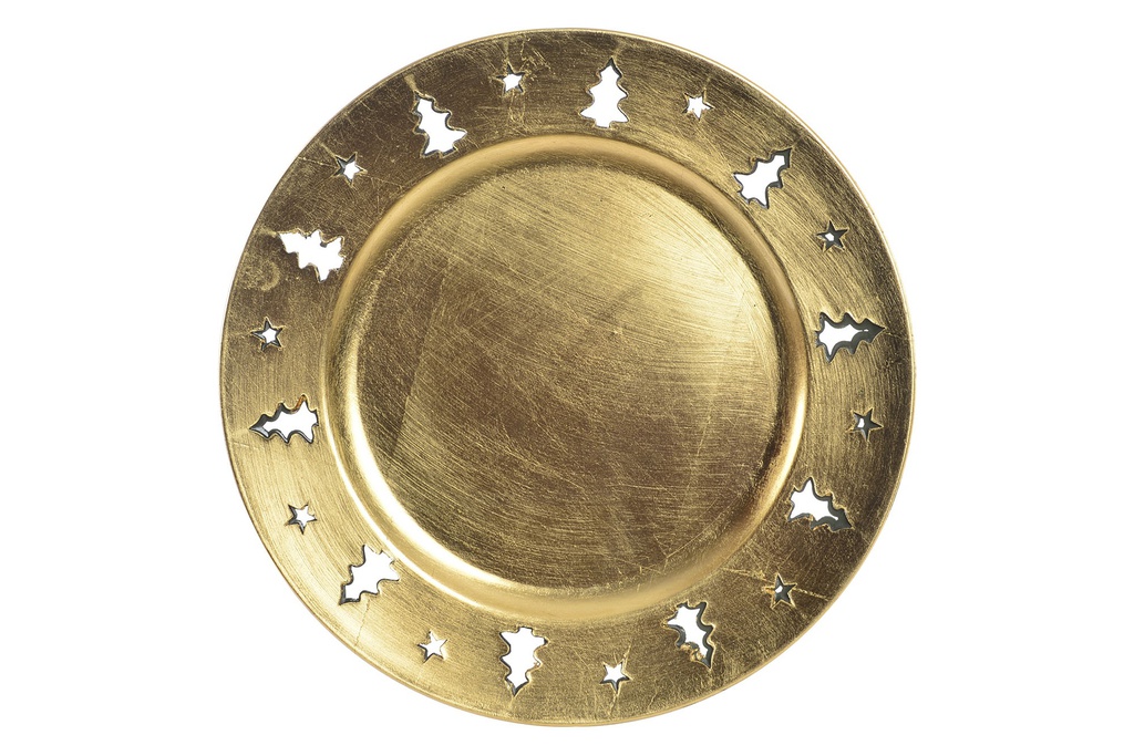 DECO NV-184501 CENTRE DECO TABLE PP 33X33X2 ARBRES DORÉ