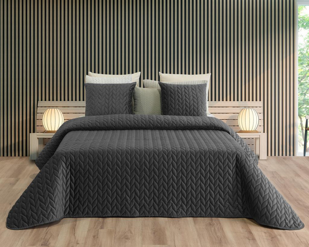 LL CVR LIT VELVET 250x270+2T 50x70 GRIS FONCÉ