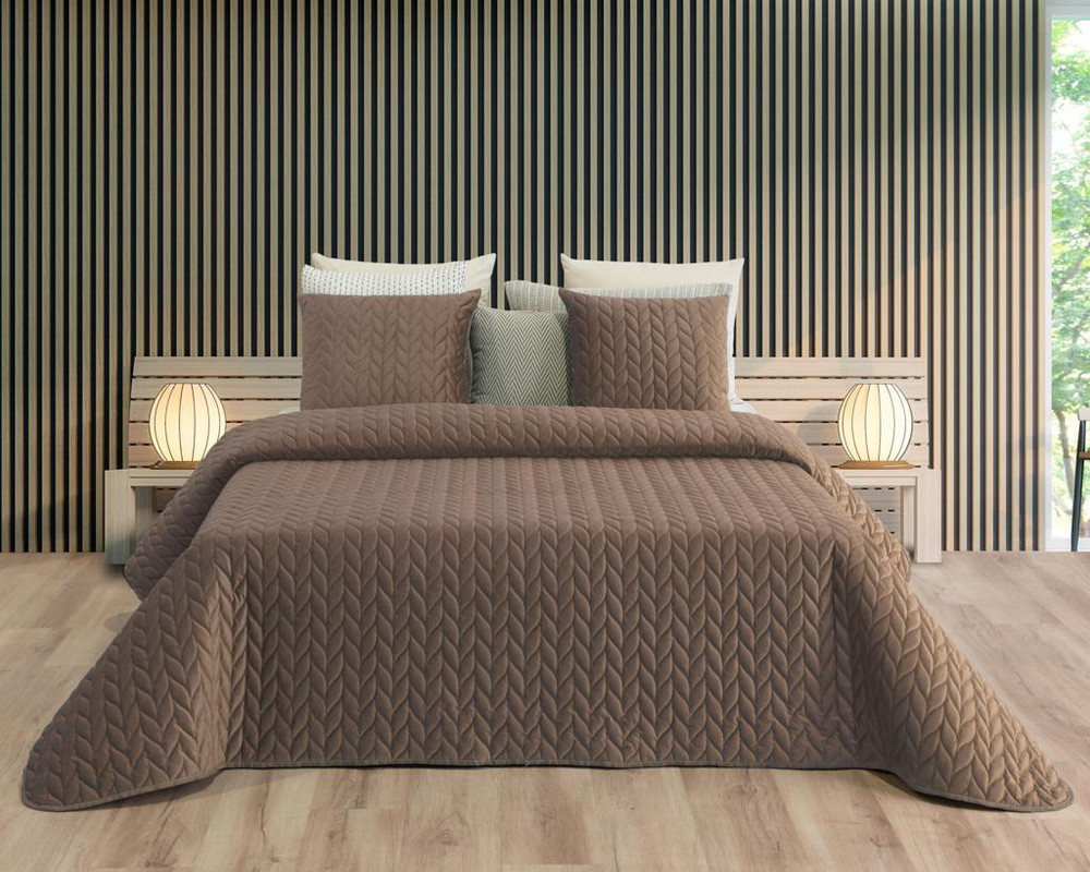 LL CVR LIT VELVET 250x270+2T 50x70 TAUPE