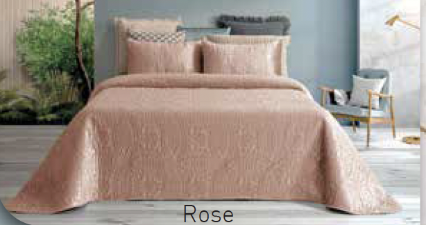 LL COUVRELIT VELUDO GEO  ROSE 260x270cm+2 Taies 45x65cm