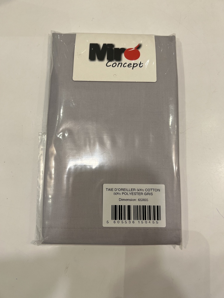 LL TL TAIE D'OREILLER 50%CTN 50% PES 65x65cm+1 FLAP 15 GRIS CLAIRE