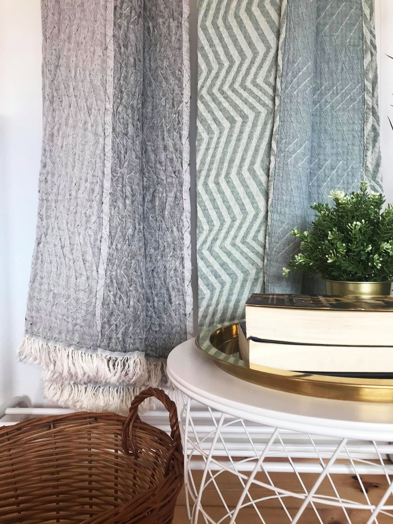 LL RL PLAID ILLUSION 130X170cm GRIS  100% COTON