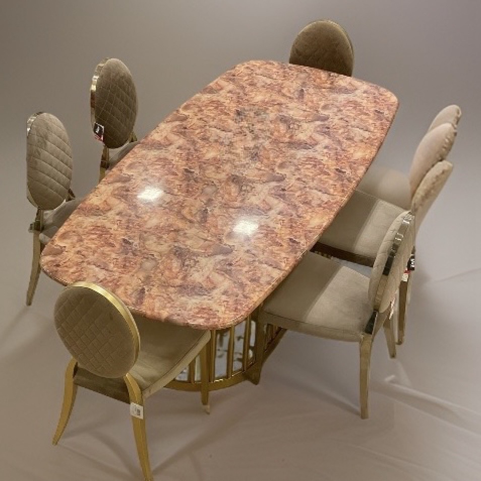 DECO AN TABLE A MANGER BASE DOREE 220X105X74