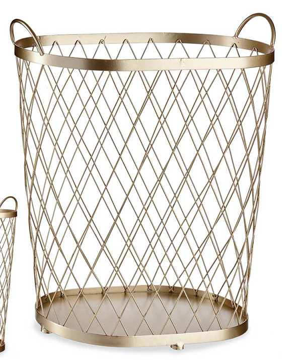 DECO 6117 PANIER METALIQUE COULEUR CHAMPAGNE AVEC ANSES 46,5X31X54,7CM
