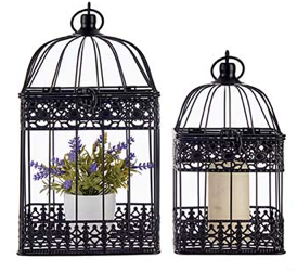 DECO 93244 SET 2 CAGES METAL CARREES NOIR