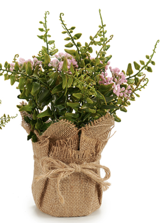 DECO 20806 FLEUR ARTIFITIELLE EN POT JUTES ASSORT 4
