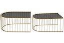 DECO LD-163484 TABLE CAFÉ SET 2 METAL VERRE 75X56X38 DORÉ