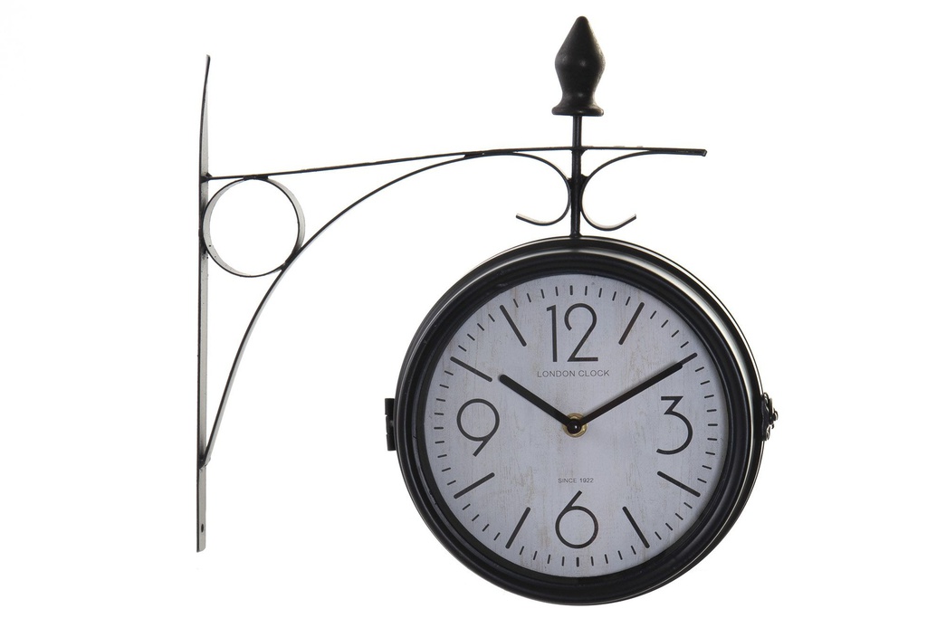 DECO RE-164453 HORLOGE MURALE METAL GLASS 34X9X33 STATION GREY