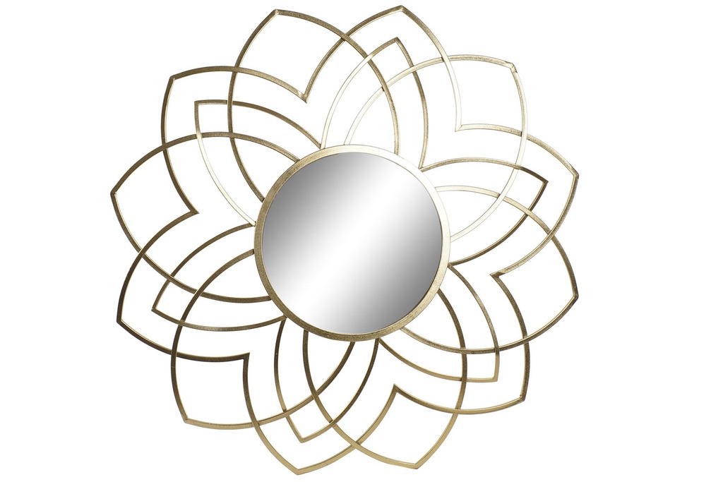 DECO ES-163279 MIROIR MÉTAL MIROIR 92X4X92 SOLEIL DORÉ