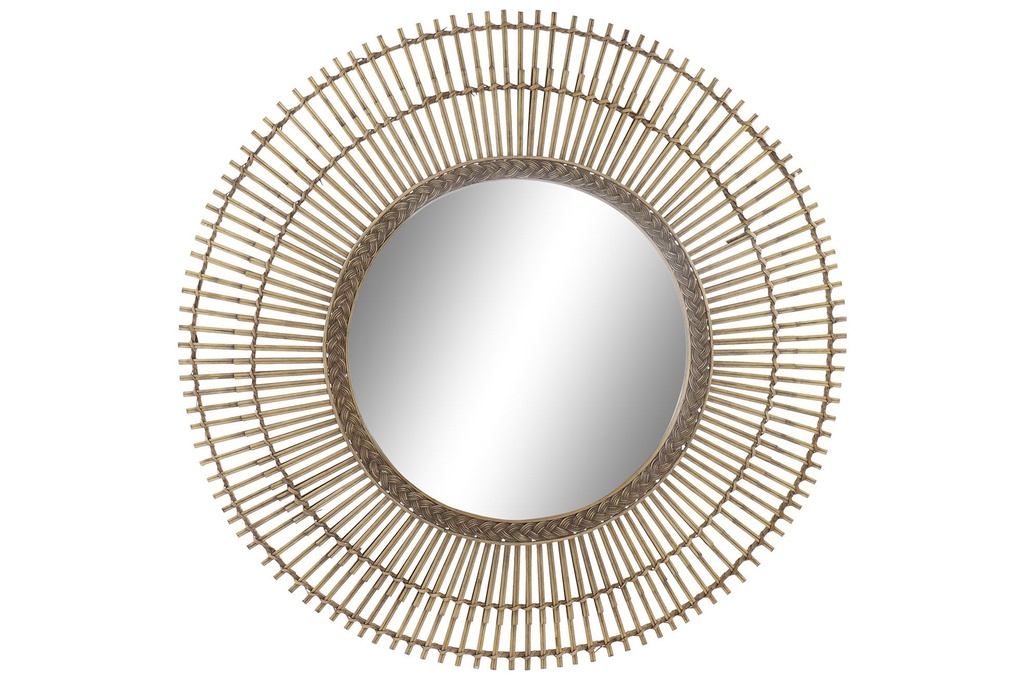 DECO ES-165591 MIROIR ROTIN BAMBOU 80X7X80 NATUREL MARRON CLAIR