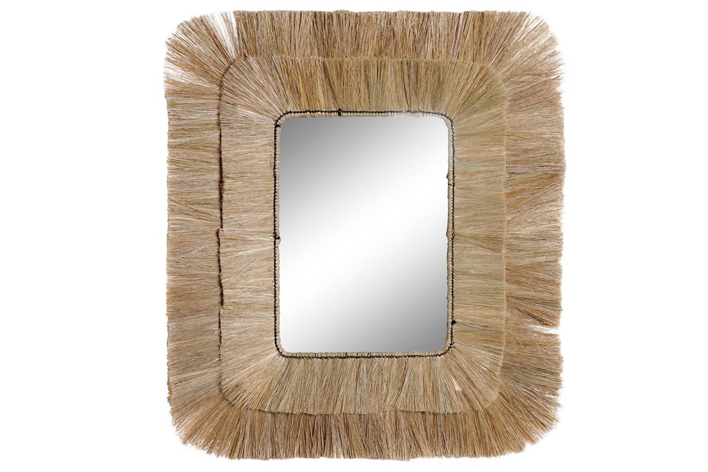 DECO ES-170490 MIROIR JUTE VERRE 87X6X96 FLECOS NATUREL