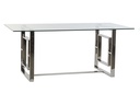DECO MB-159777 TABLE ACIER VERRE 180X90X75 CHROME TRANSPARENT