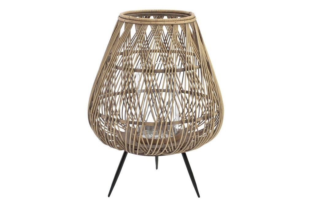 DECO PV-154209 BOUGEOIR ROTIN VERRE 37X37X49,5 NATUREL