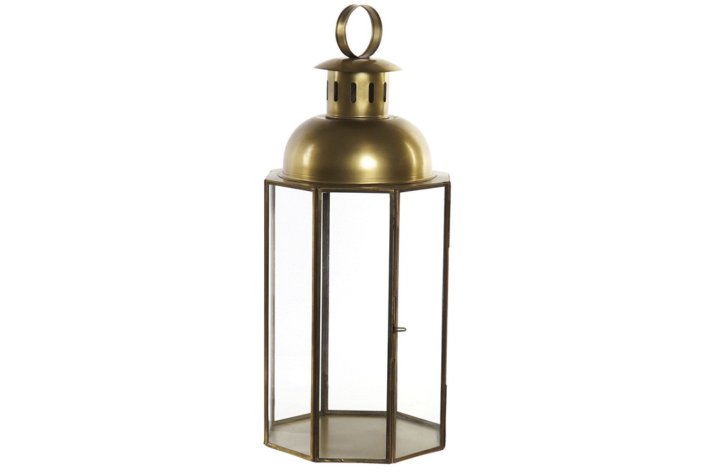 DECO FA-161952 LANTERNE MÉTAL VERRE 22X22X55 22 DORÉE