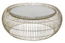 DECO MB-170561 TABLE AUXILIAIRE FER MARBRE 84X84X34 VIEILLI DORÉ