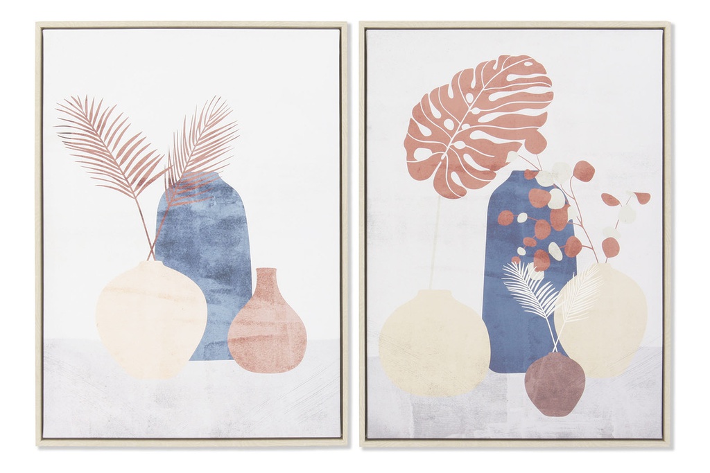 DECO CU-179801 TABLEAU PS TOILE 53X4,5X73 VASES ENCADRÉ 2 MOD.