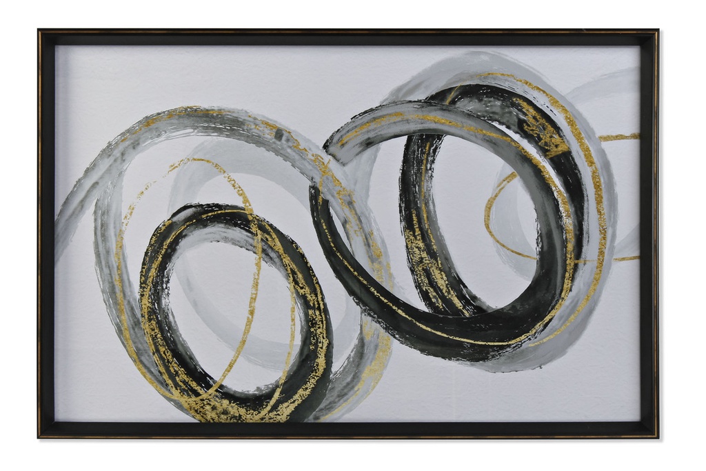 DECO CU-180434 TABLEAU MDF VERRE 120X6X80 ABSTRAIT ENCADRÉ NOIR