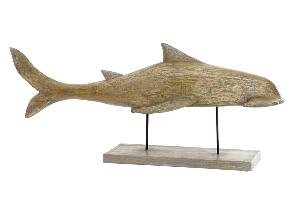 DECO FD-161386 FIGURE ALBASIA METAL 95X22X40 REQUIN DÉCAPAGE GRIS