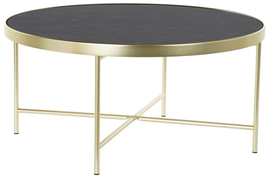 DECO MB-183511 TABLE AUXILIAIRE ACIER VERRE 82X82X40 5 MM, MARBRE