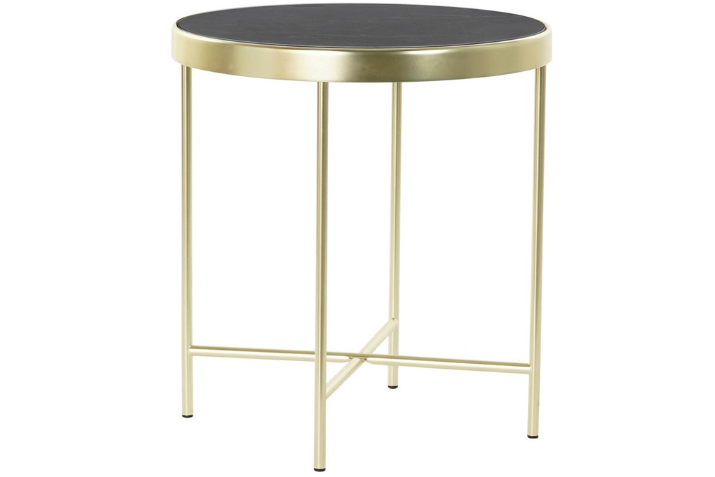 DECO MB-183513 TABLE AUXILIAIRE ACIER VERRE 42X42X46 5 MM, MARBRE