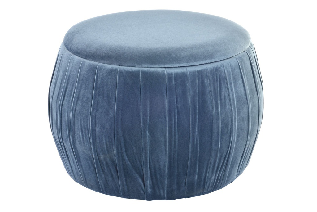 DECO MB-155705 POUF BOIS PES 60X40 COUVERCLE VELOUR BLEU