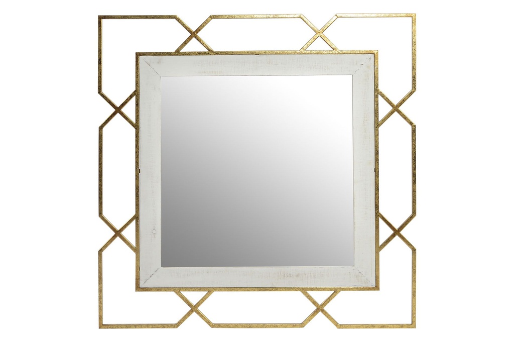 DECO ES-150857 MIROIR MÉTAL MDF 91X2X91 GEOMETRIQUE DORÉ