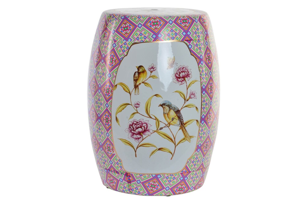 DECO MB-148766 TABLE AUXILIAIRE PORCELAINE 33X33X44 BIRD BROWN
