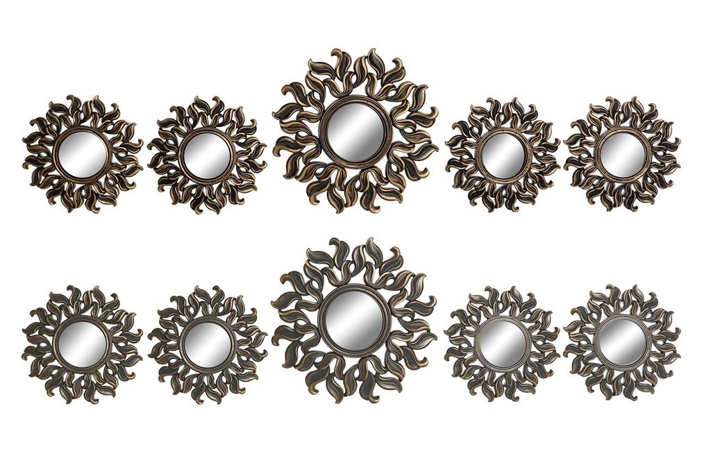 DECO ES-176316 MIROIR SET 5 PP VERRE 35X2X35 25CM VIEILLI 2 MOD.