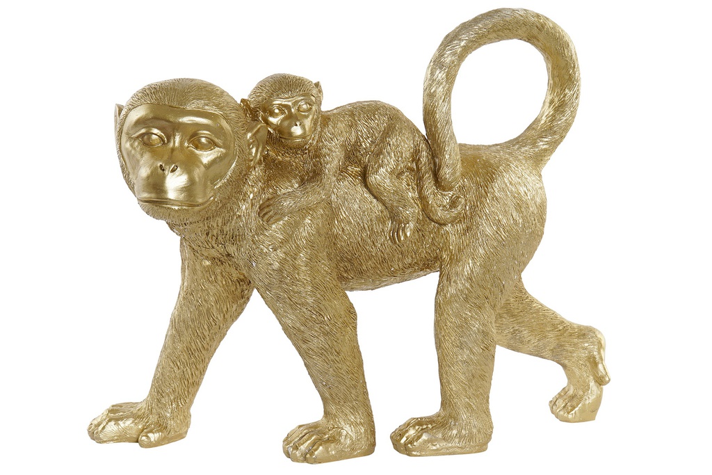 DECO RF-170623 FIGURE RÉSINE 48X14X39 SINGES DORÉ