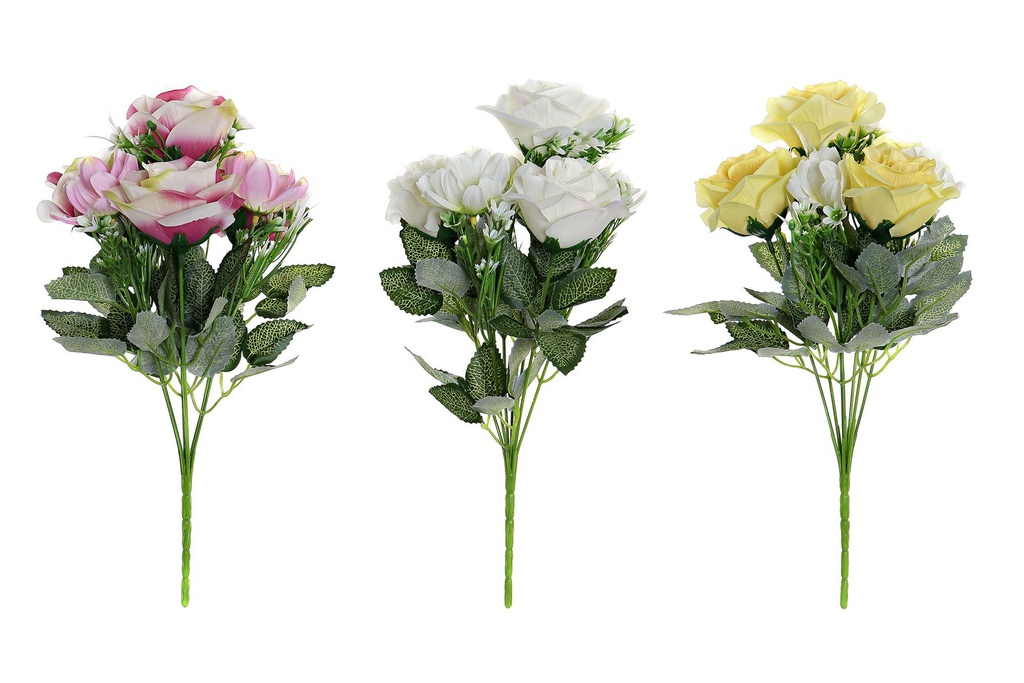 DECO JA-182125 BOUQUET PE FER 17X17X34 ROSES 3 MOD.