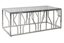 DECO MB-177515 TABLE CAFÉ ACIER VERRE 120X60X46 ARGENTÉ
