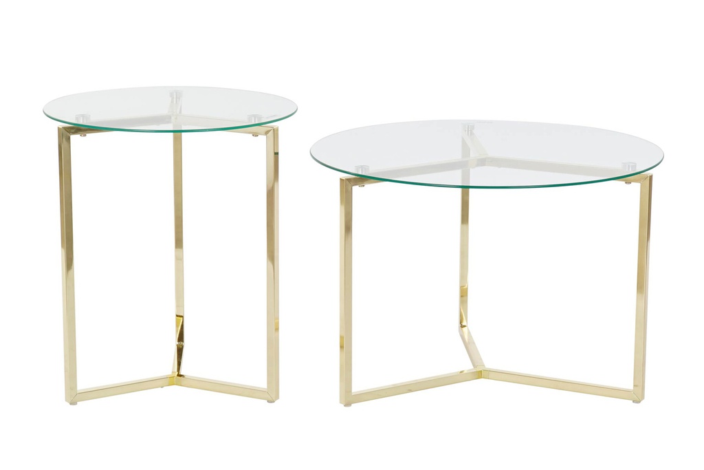 DECO MB-185956 TABLE AUXILIAIRE SET 2 VERRE DOUBLE 60X60X40,5 5 M