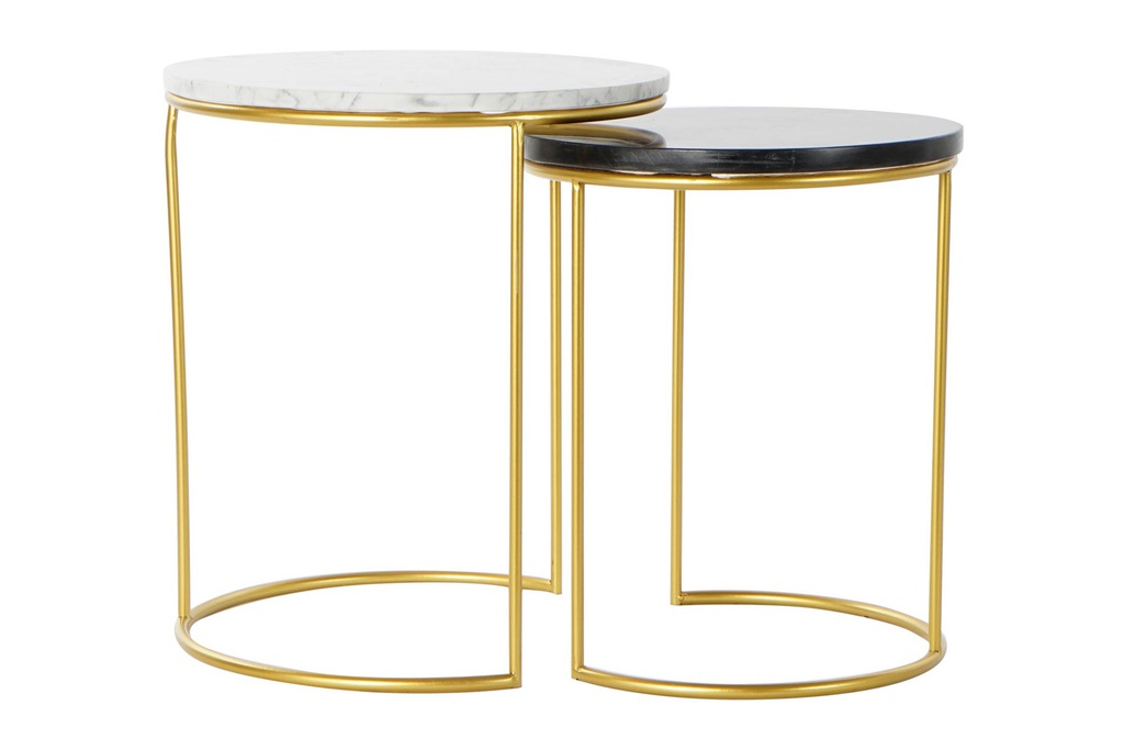 DECO MB-183706 TABLE AUXILIAIRE SET 2 MARBRE METAL 40X40X46,5