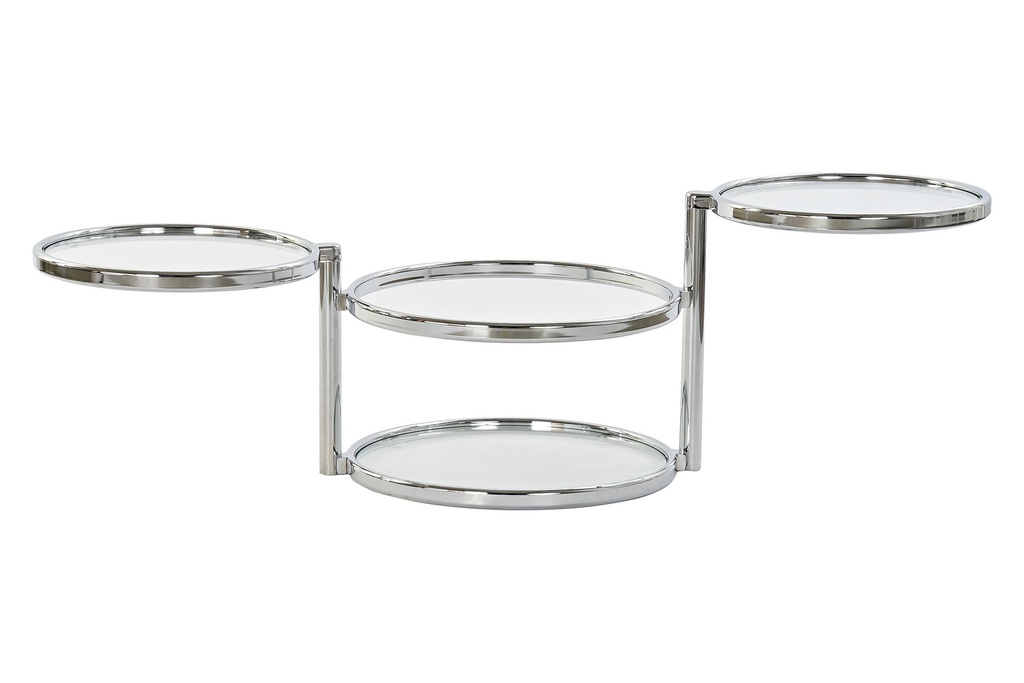 DECO MB-185951 TABLE CAFÉ VERRE DOUBLE ACIER 58X50X43 ARGENTÉ
