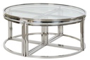 DECO MB-182526 TABLE CAFÉ SET 5 ACIER VERRE 100X100X45 ARGENTÉ
