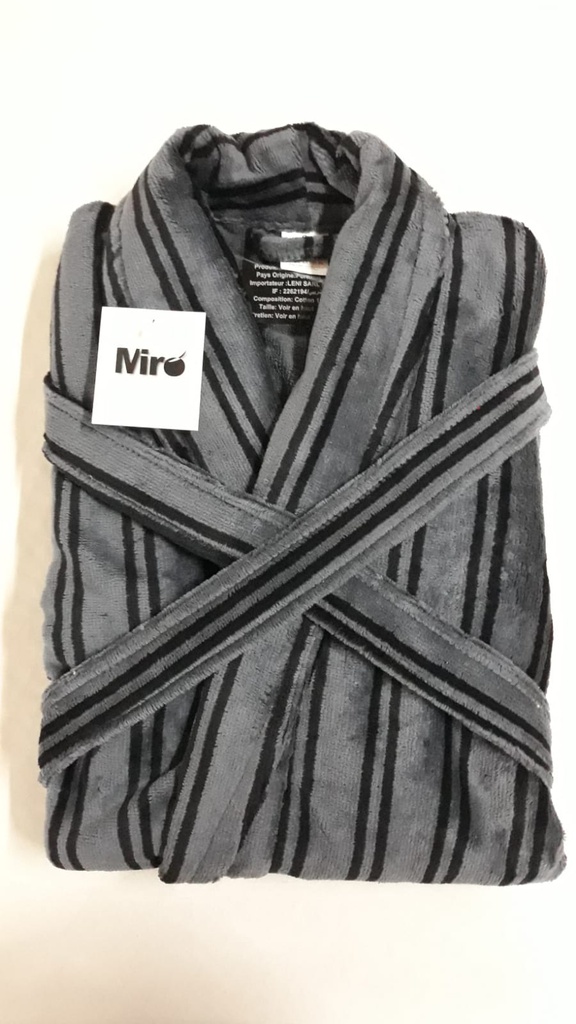 LL TM SORTIE DE BAIN RF27 RAY GRIS NOIR VEL 100% CTN 600g
