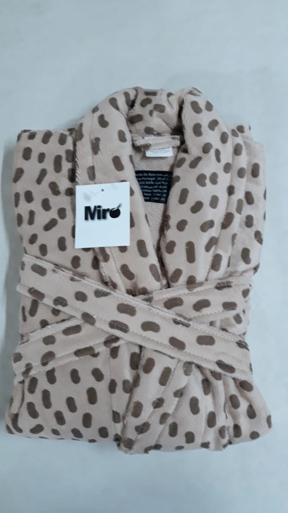 LL TM SORTIE DE BAIN RF28 DALMATA TAUPE MARRON VEL 100% CTN 600g