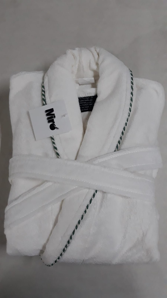 LL TM SORTIE DE BAIN RF40 BLANC CORDON VERT VEL 100% CTN 600g