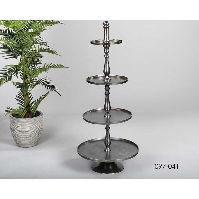 DECO 097-041 PLATEAU DE FRUITS 4 NIV METAL ARGENTE VIELLI 54x126cm