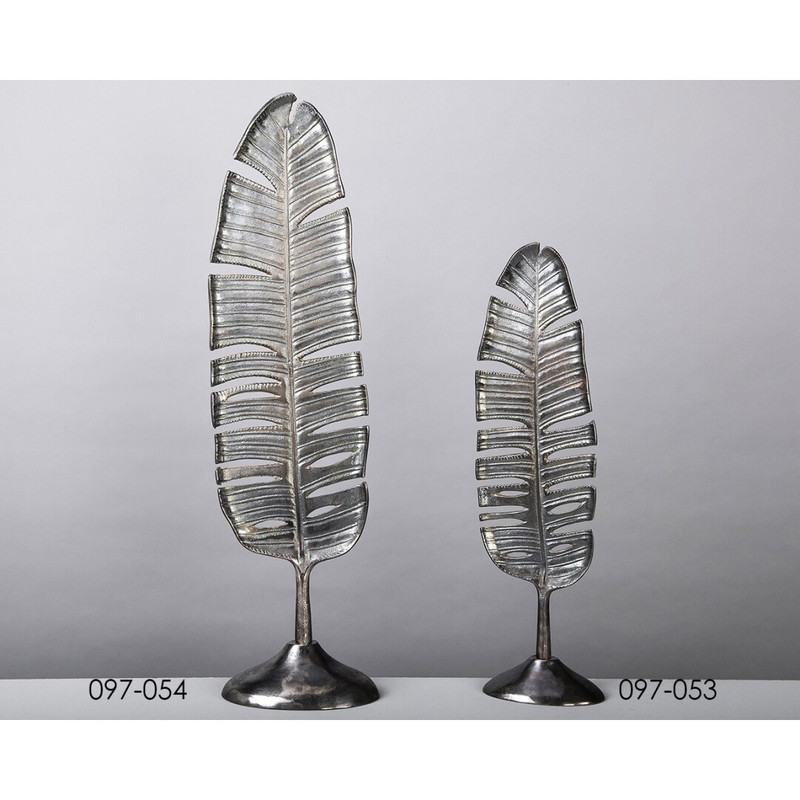 DECO 097-054 FIGURE FEUILLE METAL PUDUCHERRY ARGENTE VIELLI 23*85cm