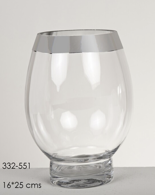 DECO 332-551 VASE CRISTAL ETTAL CLEAR/ARGENTE 16*25 cm