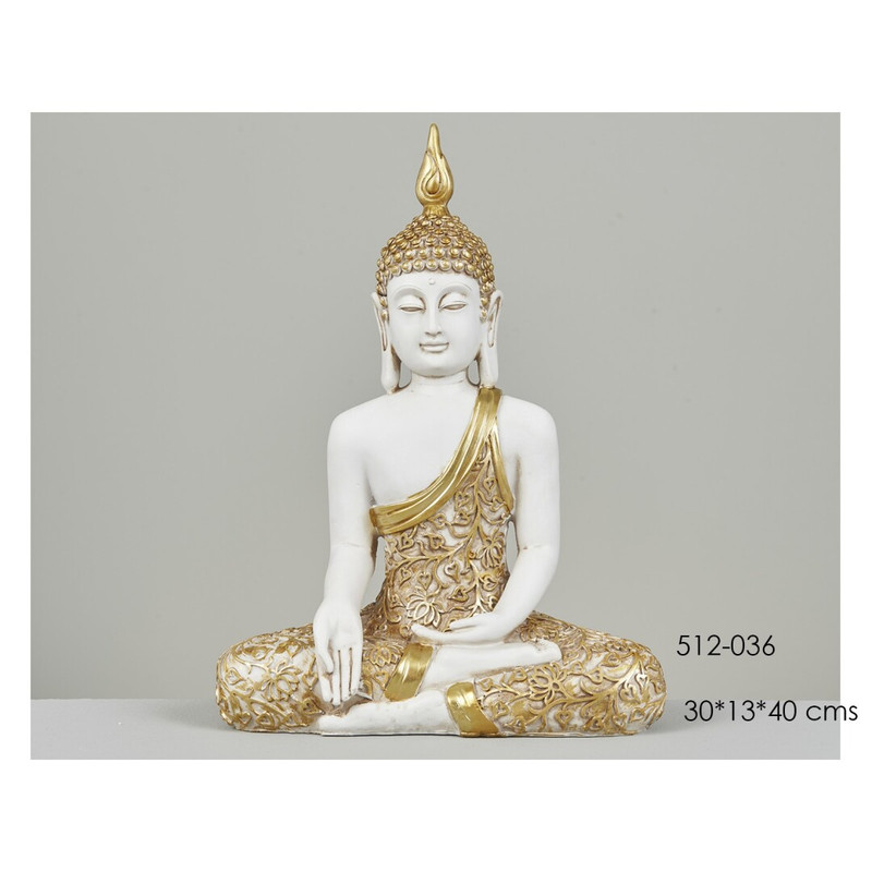DECO 512-036 FIGURINE BUDA BLANC/DORE ANTIQUE 30*13*40 cm