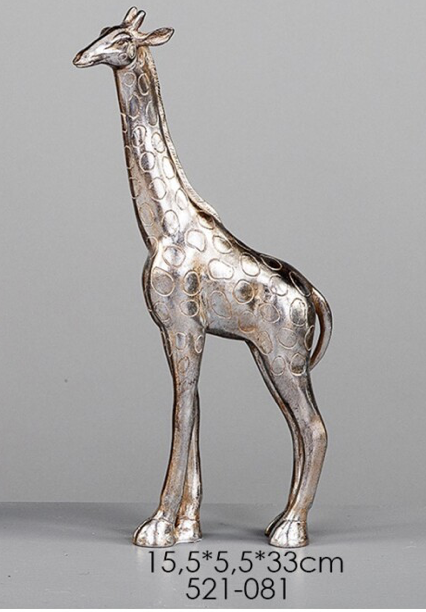 DECO 521-081 GIRAFE ARGENTEE 15,5*5,5*33 cm